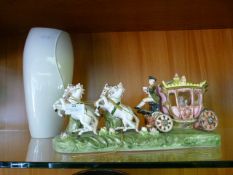 Pottery Figurine "Coach and Horses" and a Large Vase
