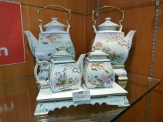Franklin Mint Floral Decorated Japanese Teapots and Tea Set