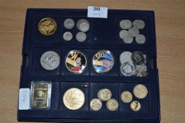 Tray of Various Coins; Commemorative, Sixpences, Threepences, etc.