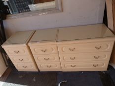 Light Beech Effect Three Drawer Chest with Two Matching Side Cabinets