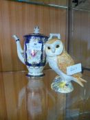 Beswick Owl and a Floral Decorated Teapot