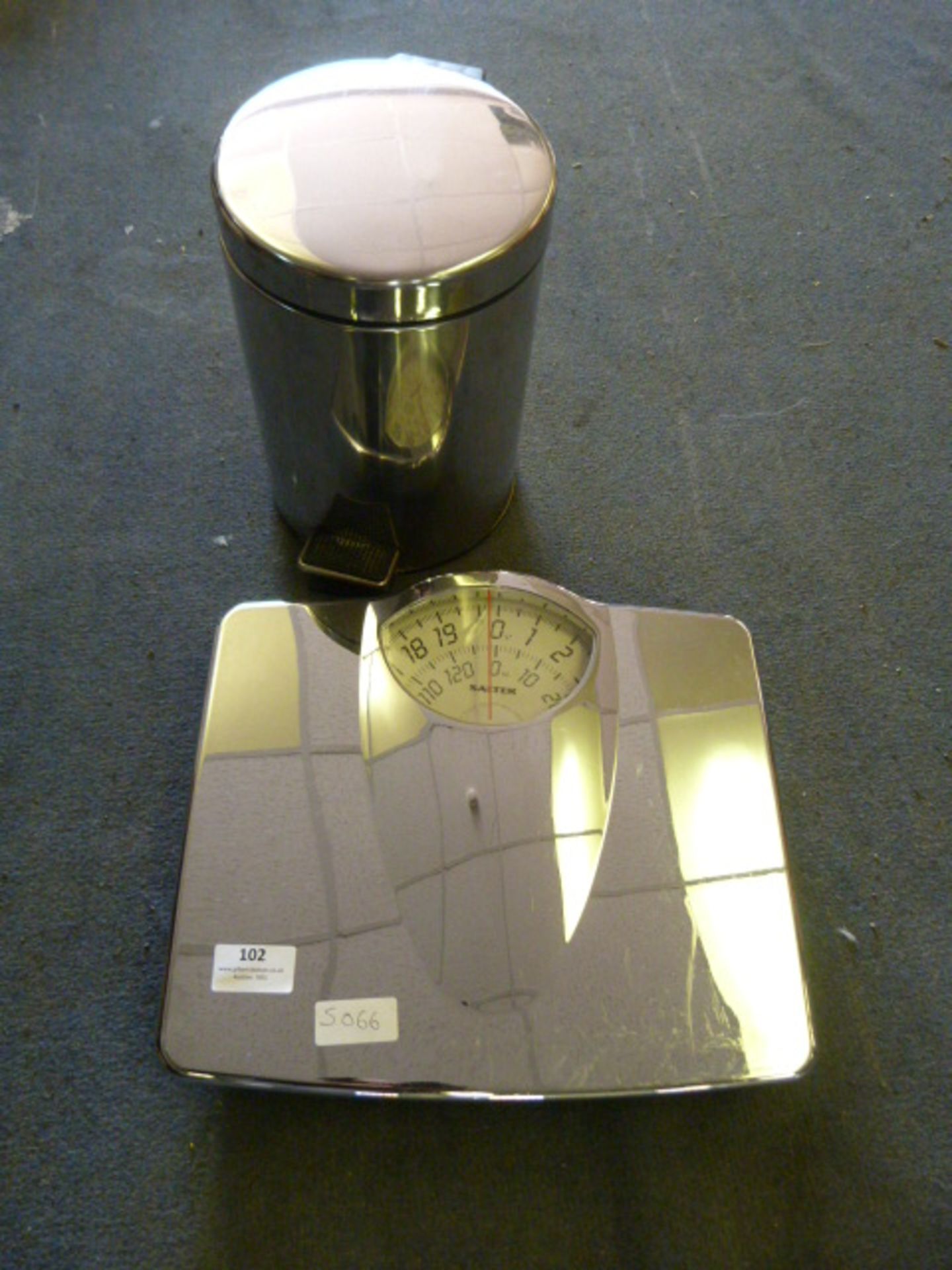 Salter Chrome Bathroom Scales and a Small Pedal Bin