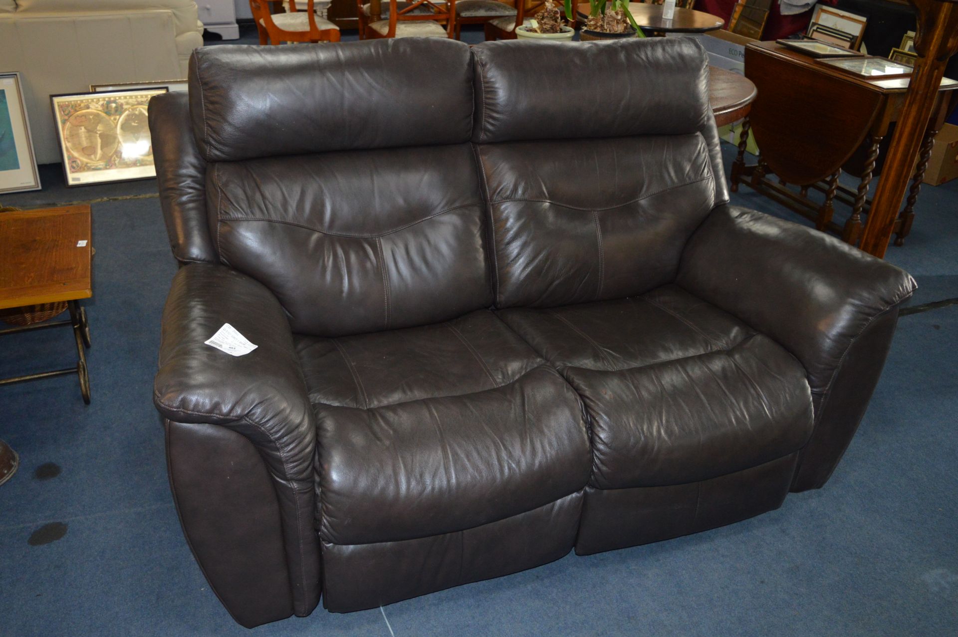 *Lazy Boy Summit Two Seat Brown Leather Sofa