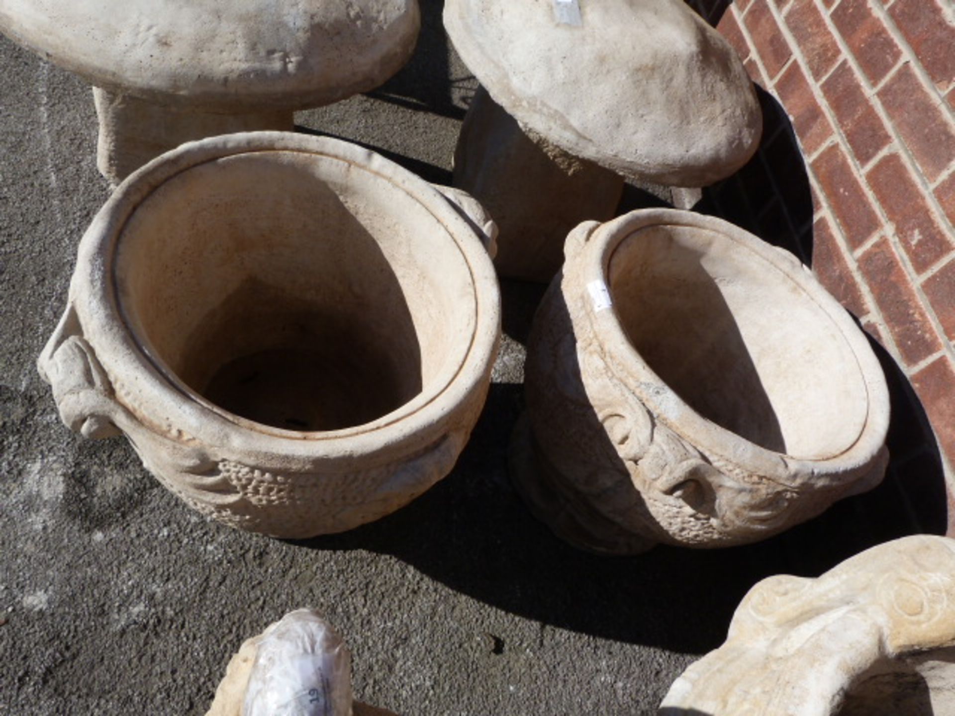 Pair of Reconstituted Limestone Garden Urns