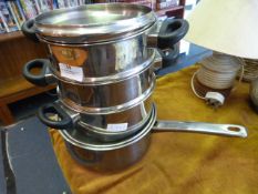 Set of Four Stainless Steel Pans
