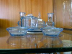 Blue Glass Dressing Table Set