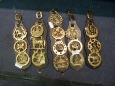 Collection of Five Horse Brasses on Straps