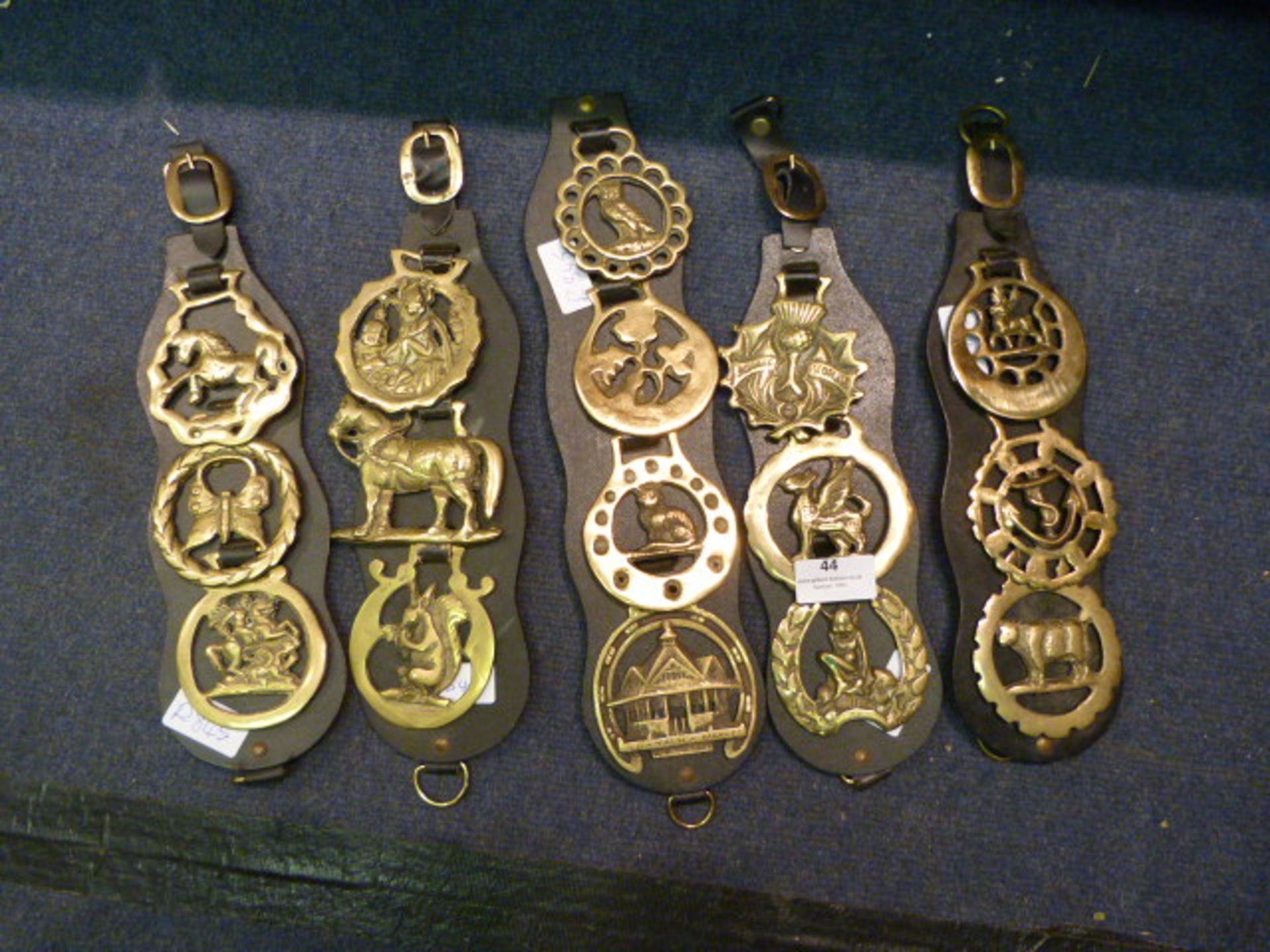 Collection of Five Horse Brasses on Straps