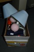 Box Containing Kettle, Toaster, Iron, Hairdryer and Table Lamps