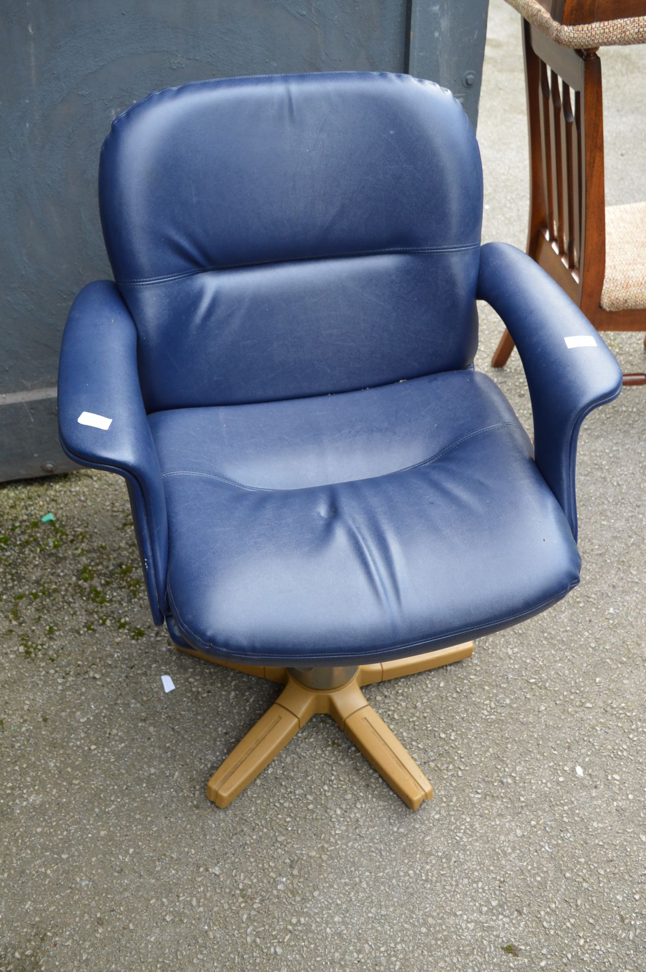 Blue Upholstered Barber's Chair