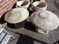 Pair of Reconstituted Limestone Toadstools