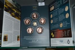 Waterloo 200 Year Commemorative Coin Set Including Duke of Wellington 14cT Gold Coin - Approx 7g