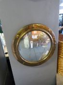 Circular Brass Convex Wall Mirror