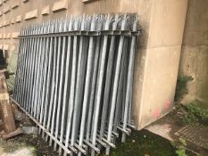 *Fourteen 6'6" Fork Topped Palisade Fencing Panels plus Two Pallets of Fencing Components