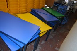 *Thirteen Stackable Nursery Style Tables (7 Blue, 2 Yellow and 4 Green)