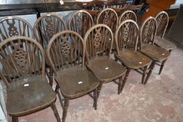 Eleven Wheelback Darkwood Dining Chairs