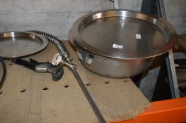 Stainless Steel Circular Sink with Drainer and Pan Rinse
