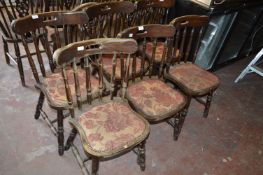 Six Darwood Spindle Back Chairs with Upholstered Seats