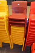 *Nine Yellow and Three Brown Children's Stackable Plastic Chairs
