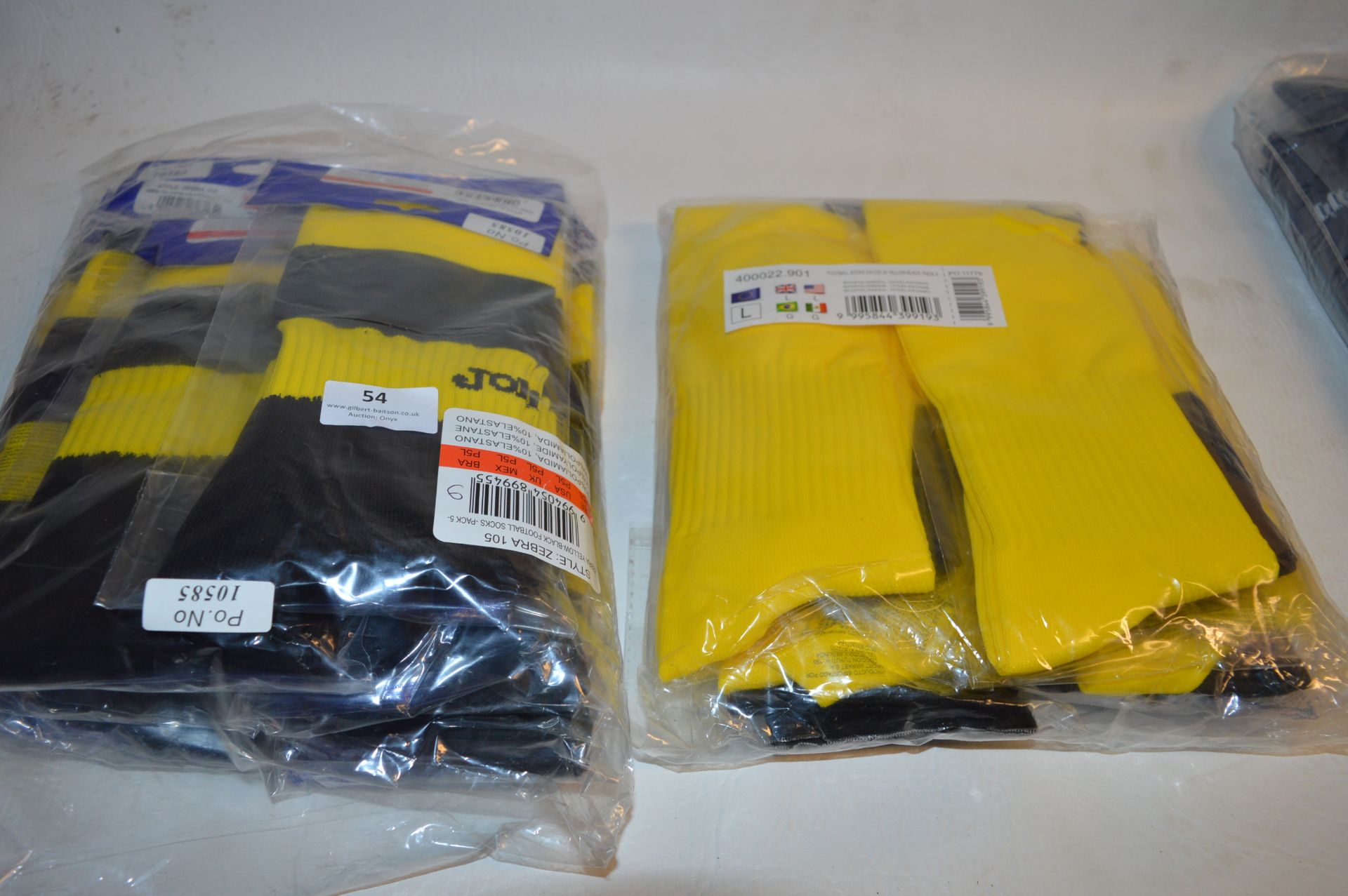 *Six Pairs of Black & Yellow Striped Joma Football Socks Size: Large and Four Yellow Football