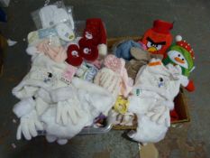 Mixed Box of Assorted Clothing; Bibs, Boots, Hat & Scarf Set, etc.