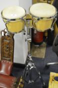 Pair of Bongo Drums on Stand