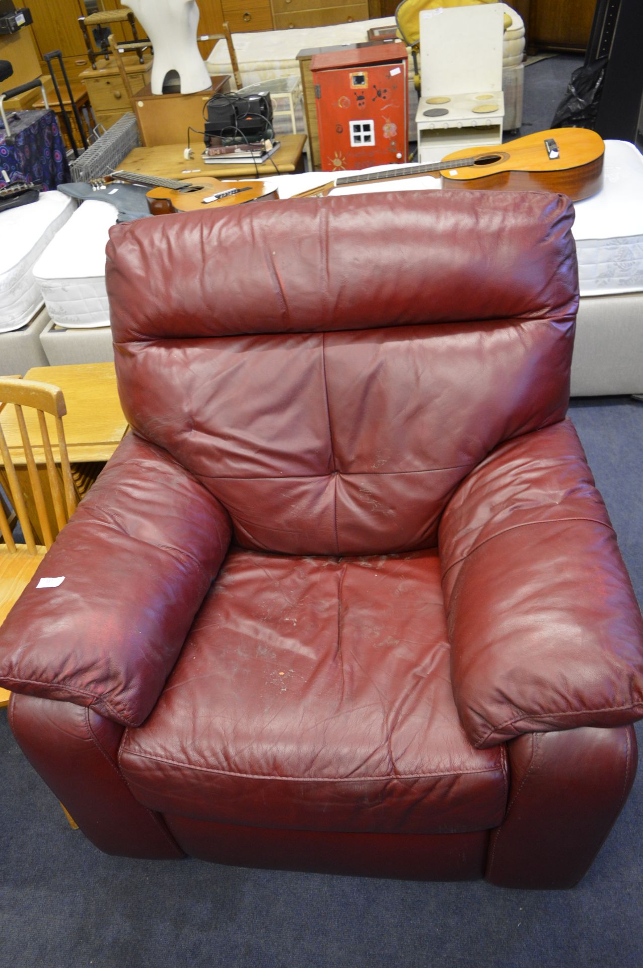 Red Leather Recliner Armchair