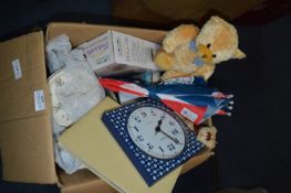 Box Containing Books, Radio Clock and Soft Toys