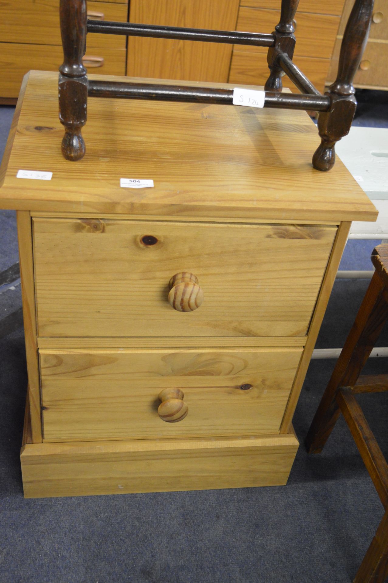 Pine Two Drawer Side Cabinet