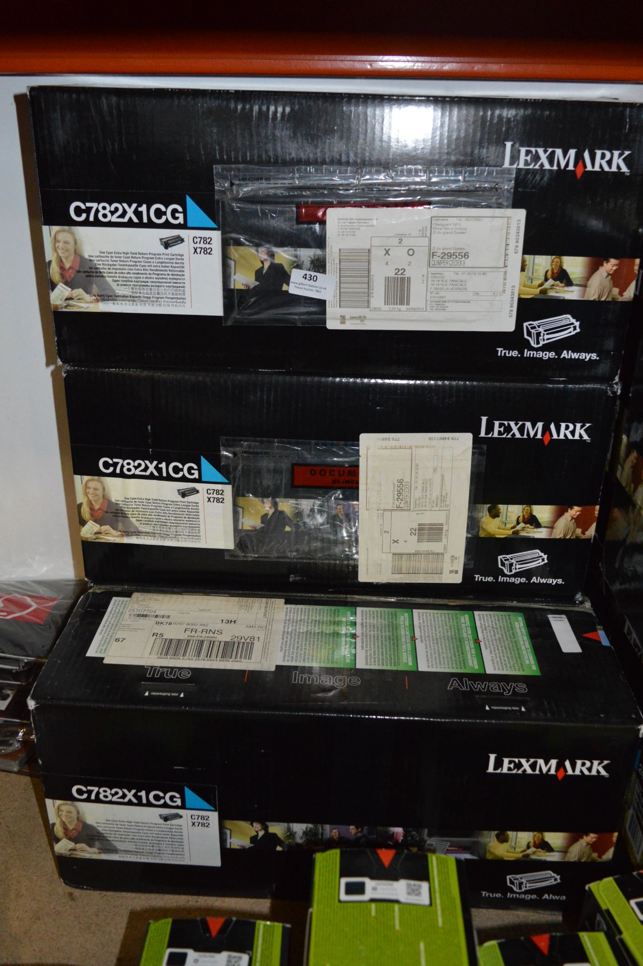 Four Lexmark C782 X782 Toner Cartridges (Blue