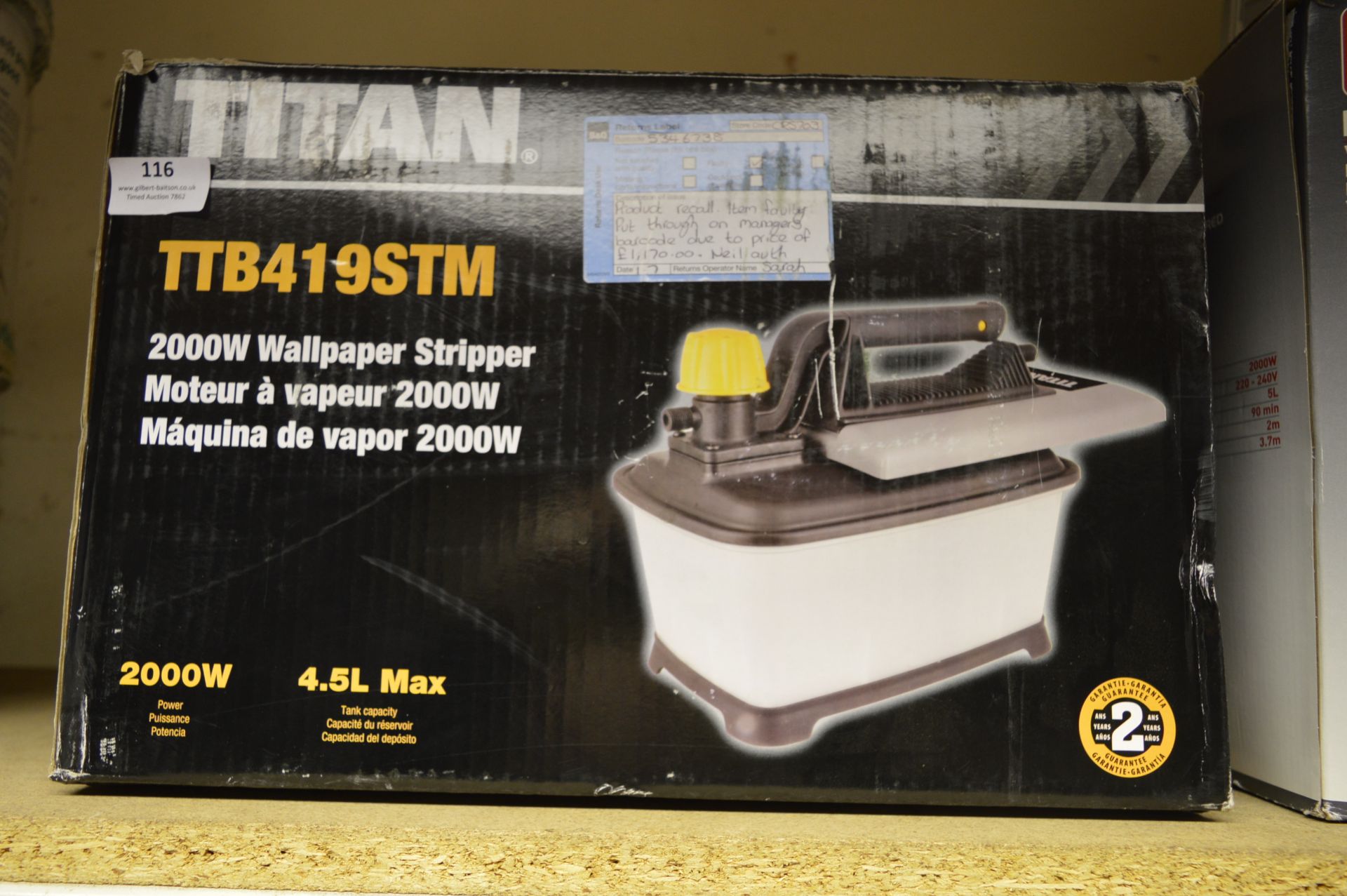 *Titan Model:TTB419SEM 2000W Wallpaper Steamer