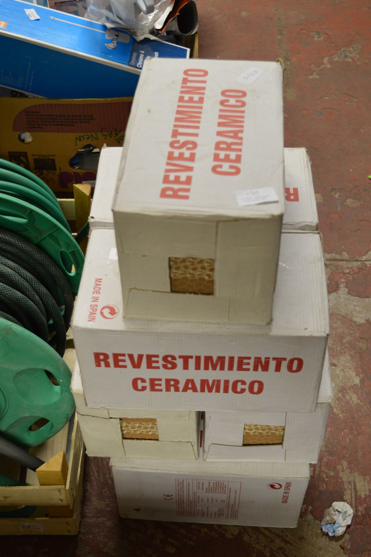 Seven Boxes Containing 6"x6" Cream Tiles