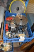 Box Containing Assorted Circular Saw Blades, Rubber Grommets, etc.