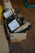 *Box Containing Assorted Power Supply Leads, Work Lamps, etc.