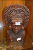 Large Carved Wood Figurine "Indian Godess"