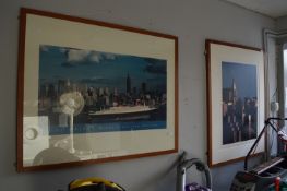 Two Large Photo Prints "Ocean Liner", "New York Sk