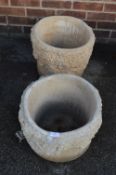 Pair of Large Planters with Floral Decoration
