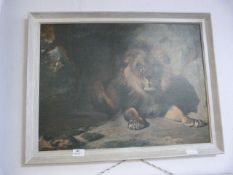 Framed 1960's William Huggins Print "Lion"