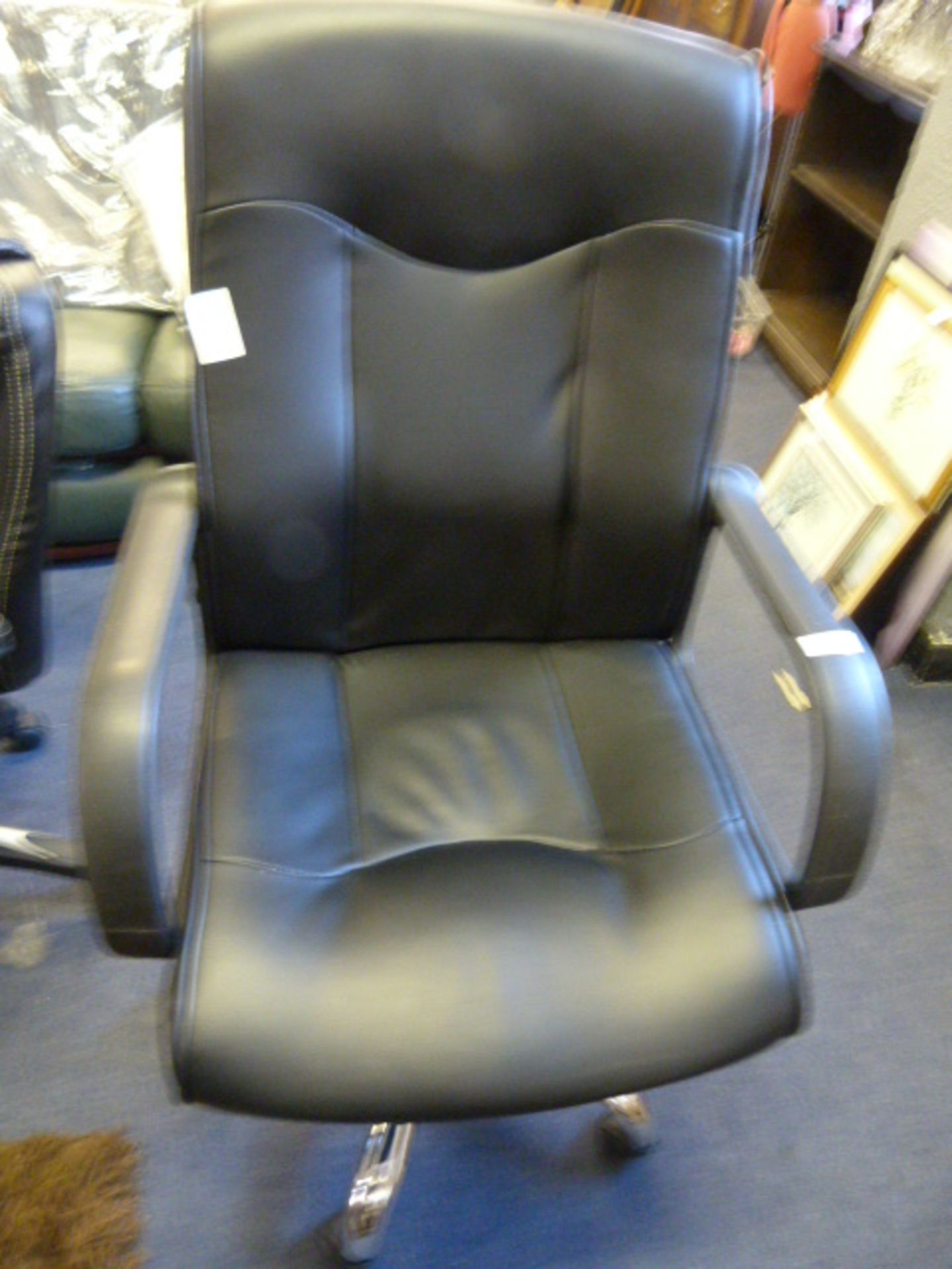 Black Vinyl Swivel Office Armchair