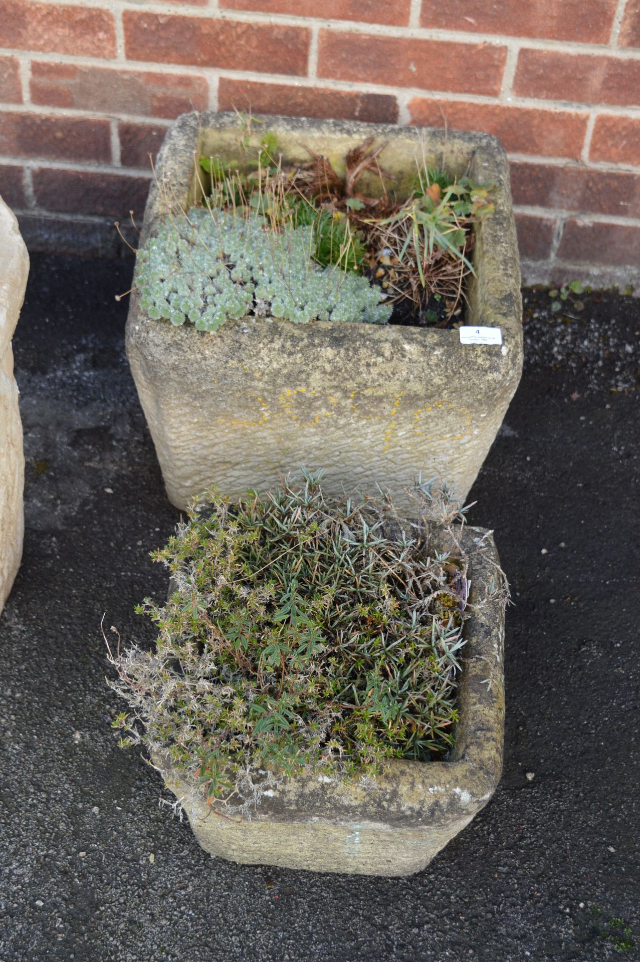 Two Concrete Garden Planters