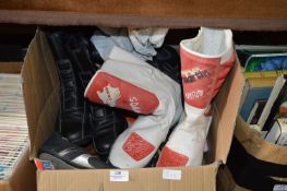 Box of Motorbike Boots, Trainers, etc.