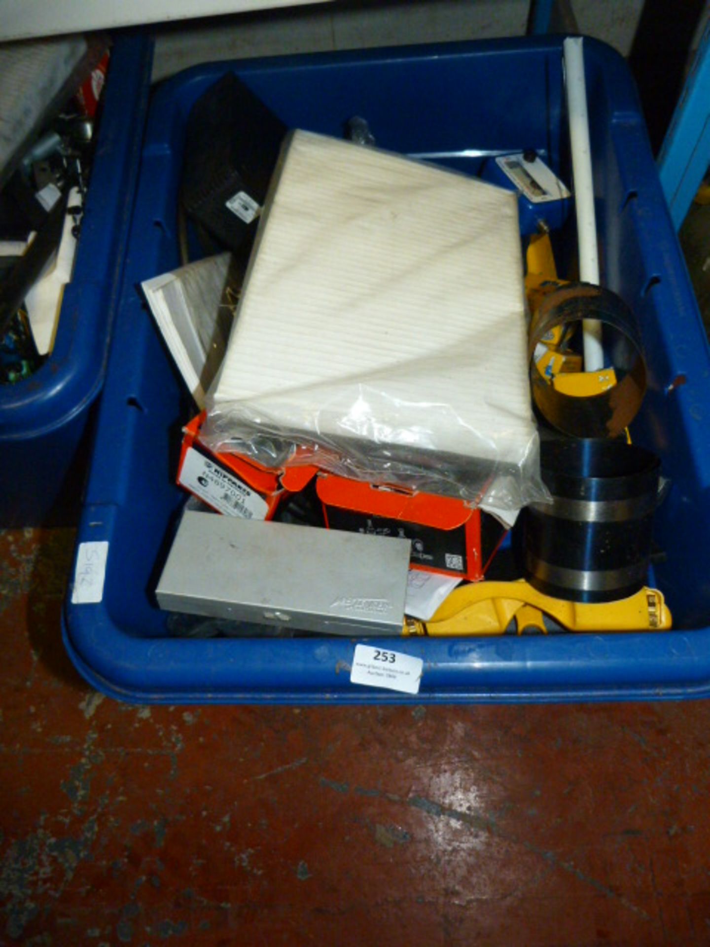 Box Containing Assorted Motor Spares, Piston Clamp