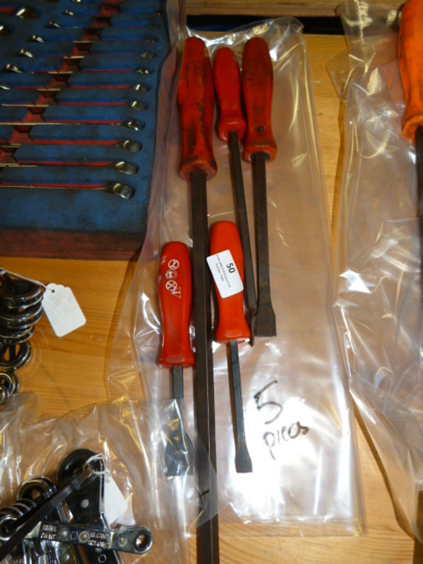 Five Snap on Scrapers (Red Handle)