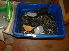 Box Containing Assorted Vehicle Wires, Harnesses,