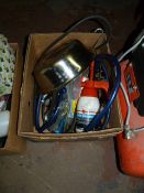 Box Containing Brake Cleaner, Stainless Steel Bowl