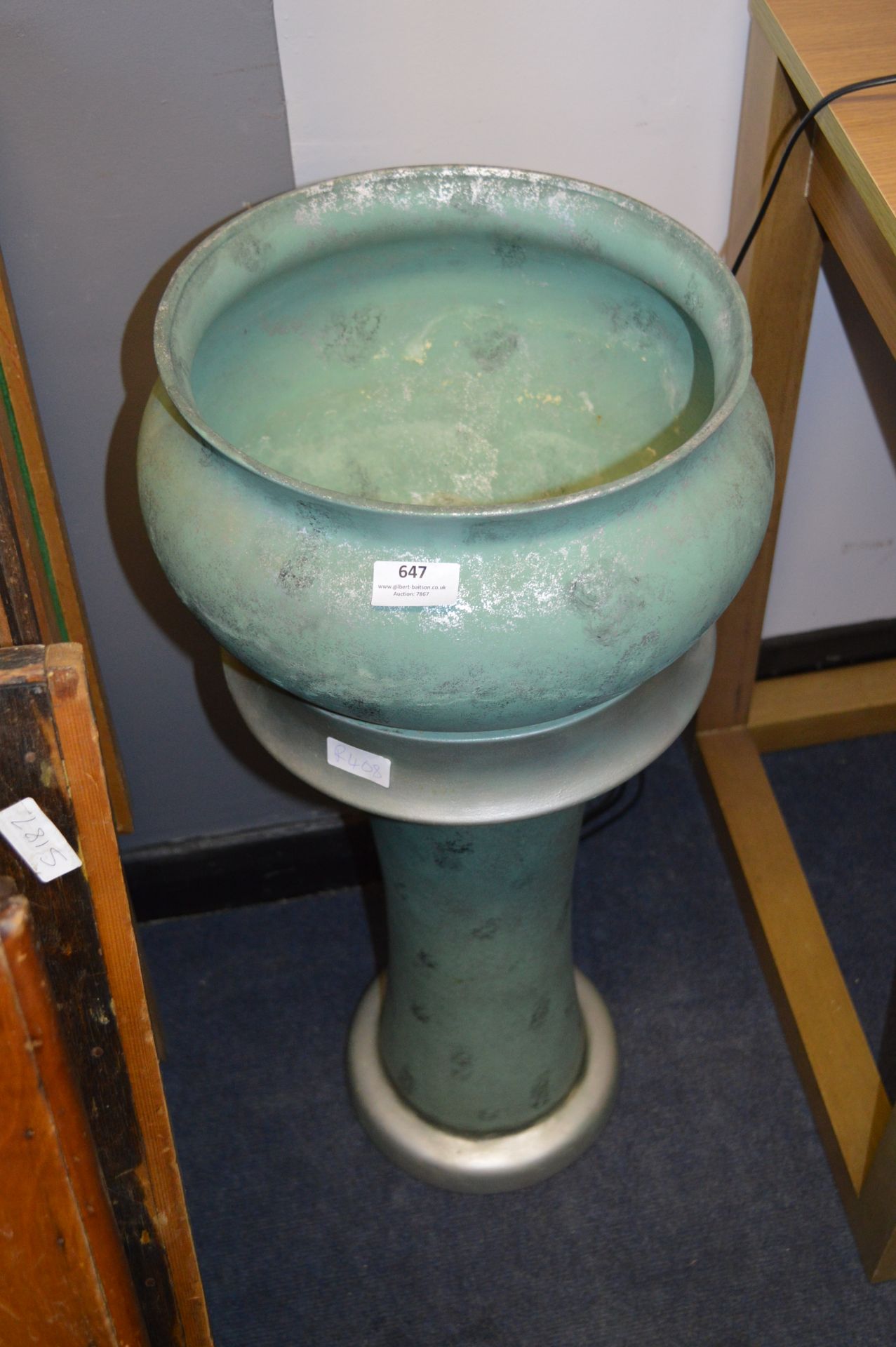 Green Painted Jardiniere and Stand
