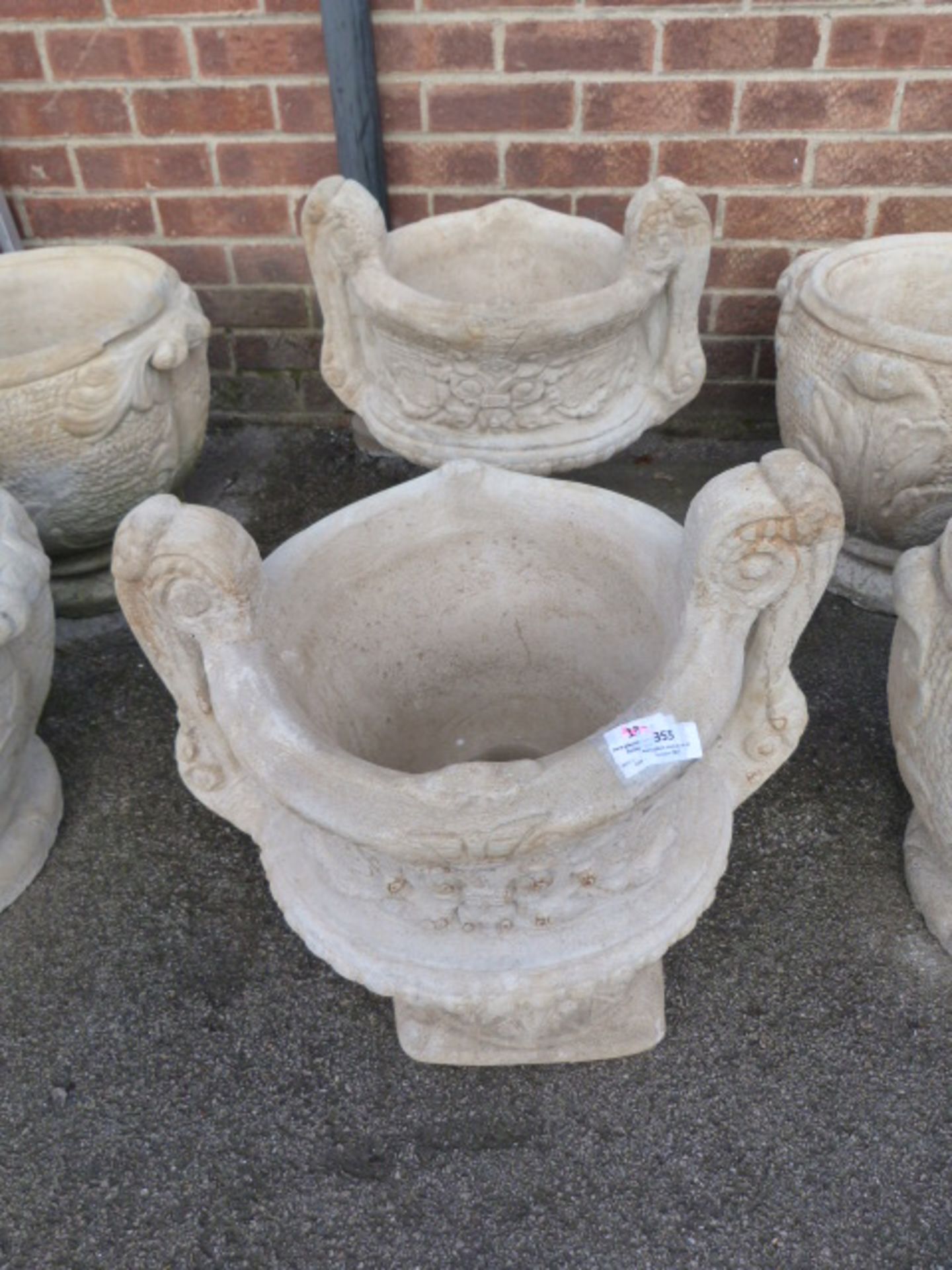 Pair of Reconstituted Limestone Garden Urns