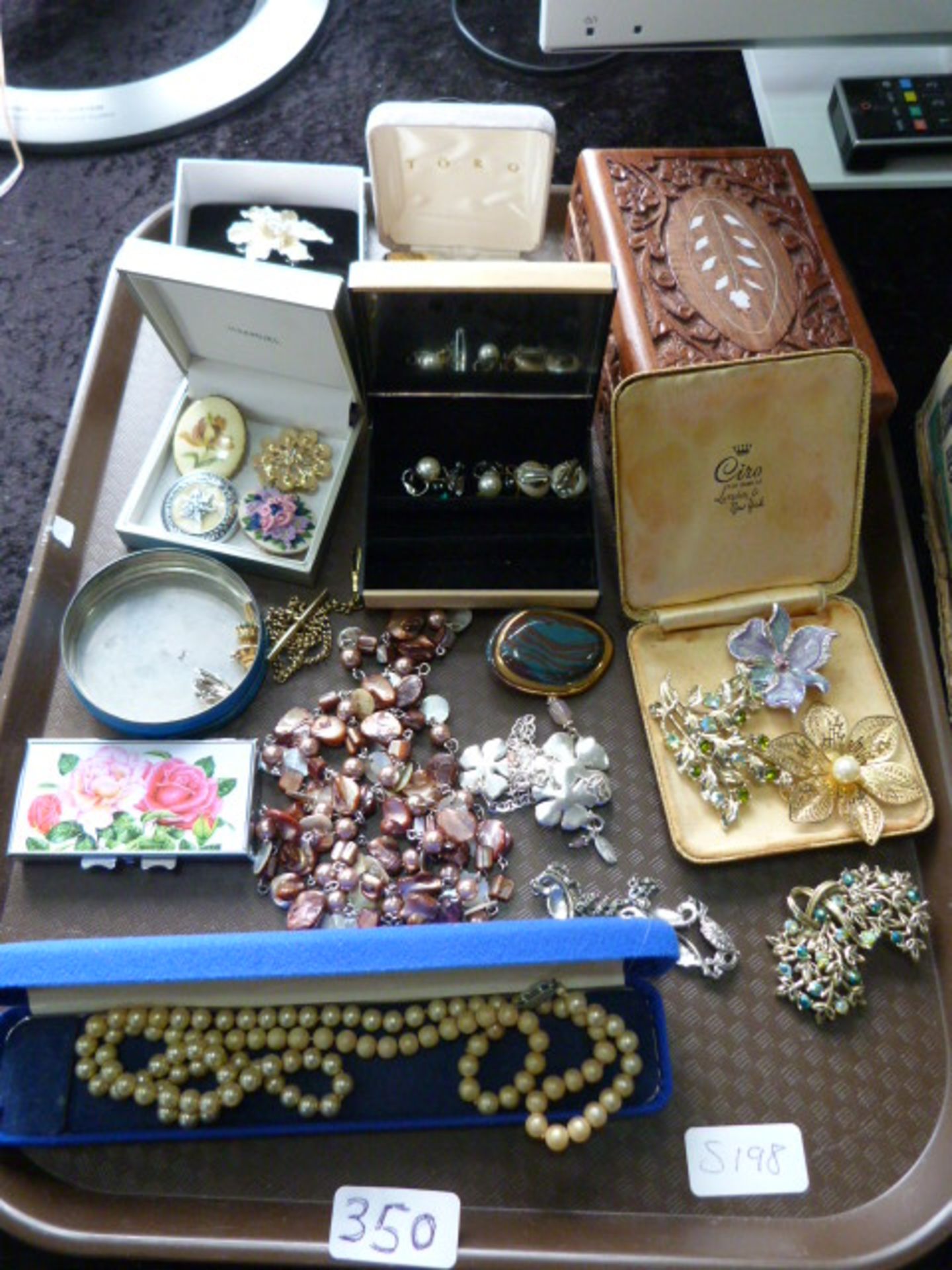 Tray Lot of Costume Jewellery; Brooches and Neckla