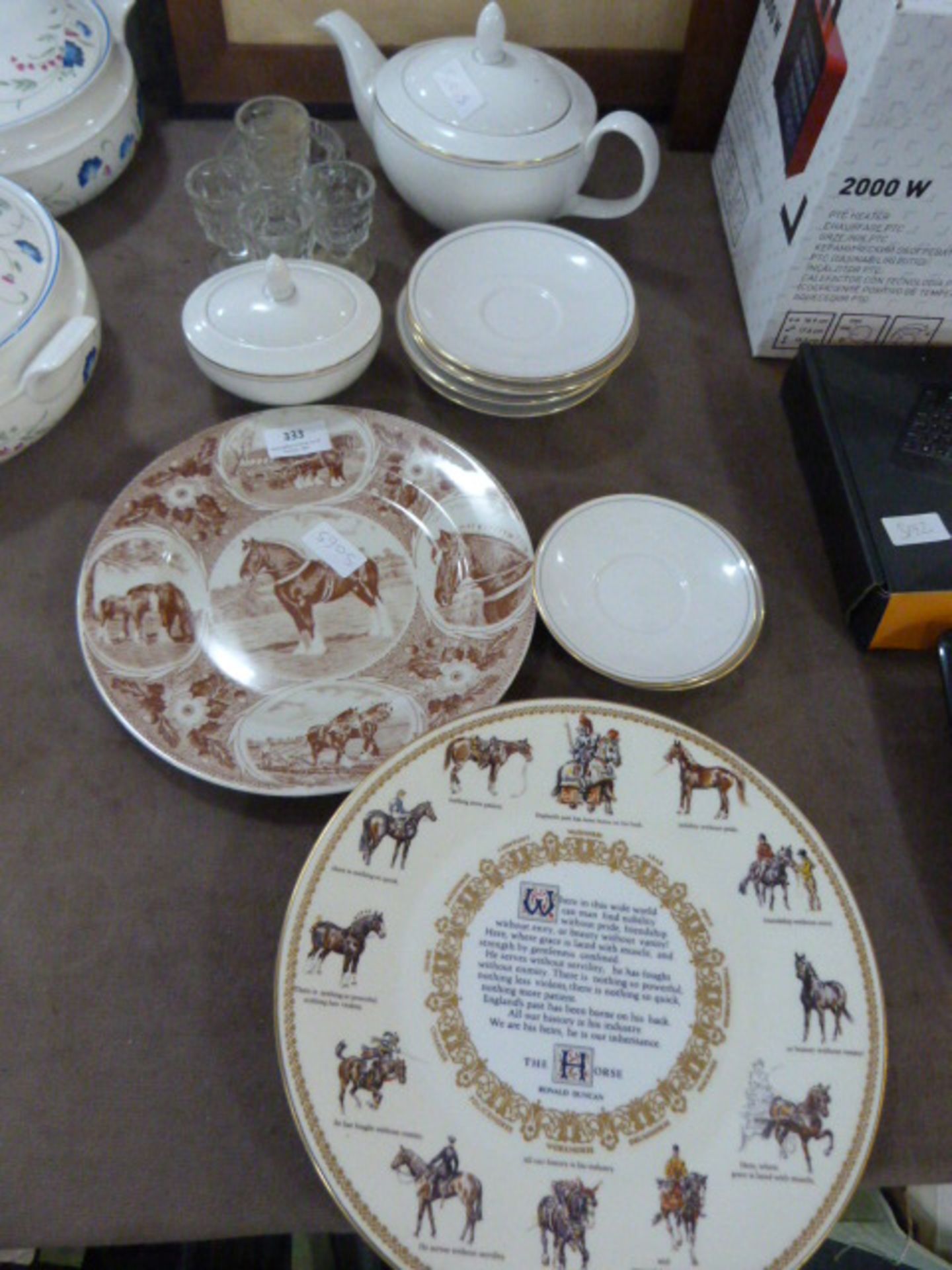Decorative Wall Plates "Horses", Part Tea Set, etc.