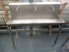 *Stainless Steel Knee Operated, Three Station Hand Wash Unit